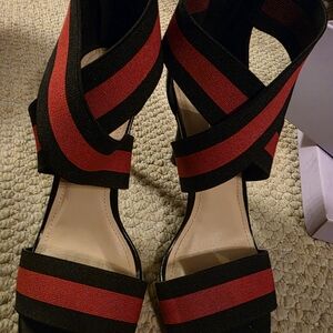 Madden Girl Black and Red Strappy Heels